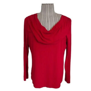 Fashion Essentials Cowl  Neckline Red Shirt, 1X